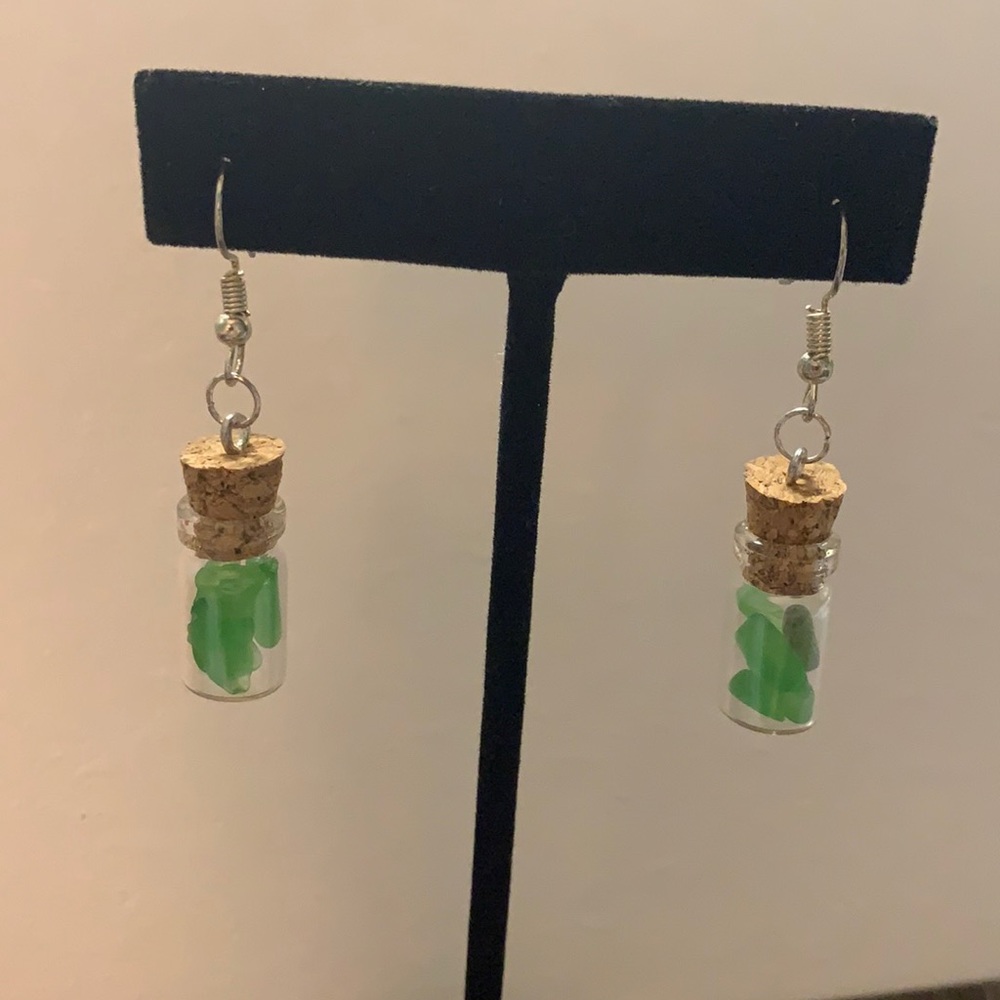 Green sea glass earrings.